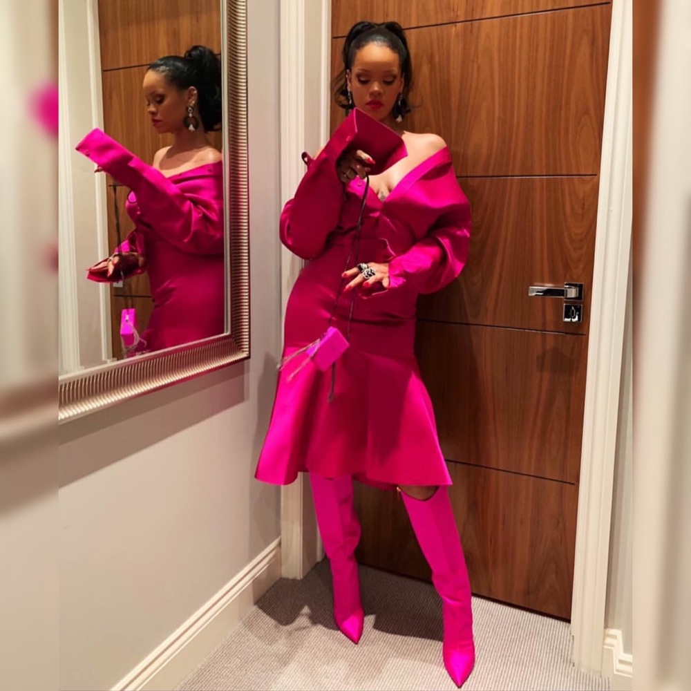 Balenciaga Pink Satin Fluted Skirt